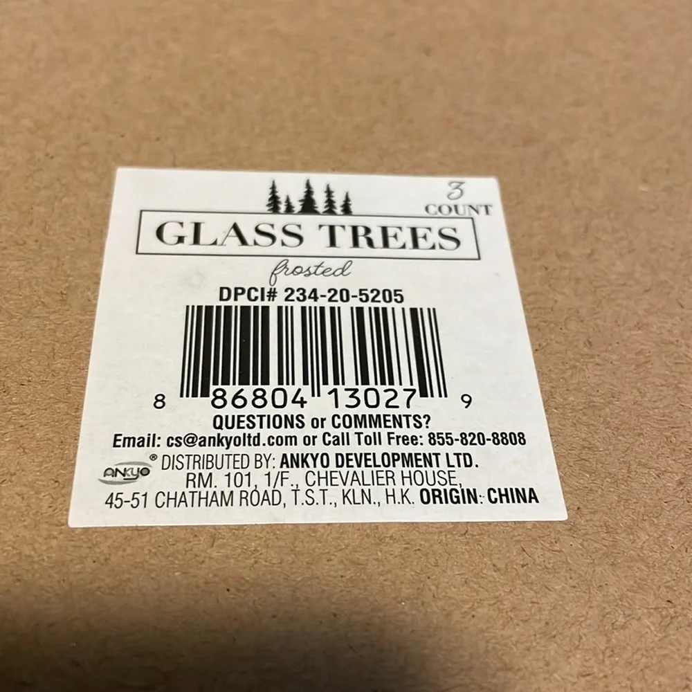 Set of 3 Glass Frosted Tree Decor Set